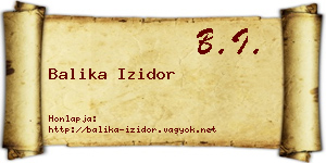 Balika Izidor névjegykártya